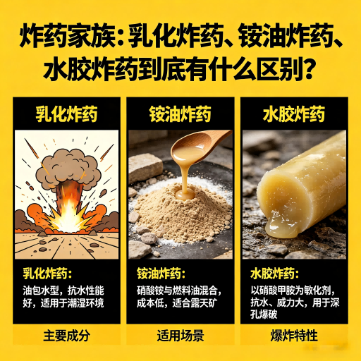 永修炸药家族：乳化炸药、铵油炸药、水胶炸药到底有什么区别？
